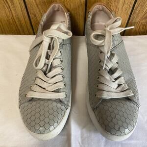 Blackstone Women's Leather Sneakers Textured Round Toe Lace Up Gray 36/6